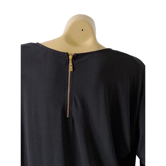41 HAWTHORN Womens Size Medium Black Polyester Blend Back Zip 3/4 Sleeve Shirt - Picture 5 of 6